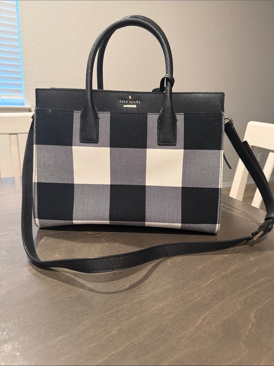 kate spade Handbags - kate spade Black & White Plaid Satchel